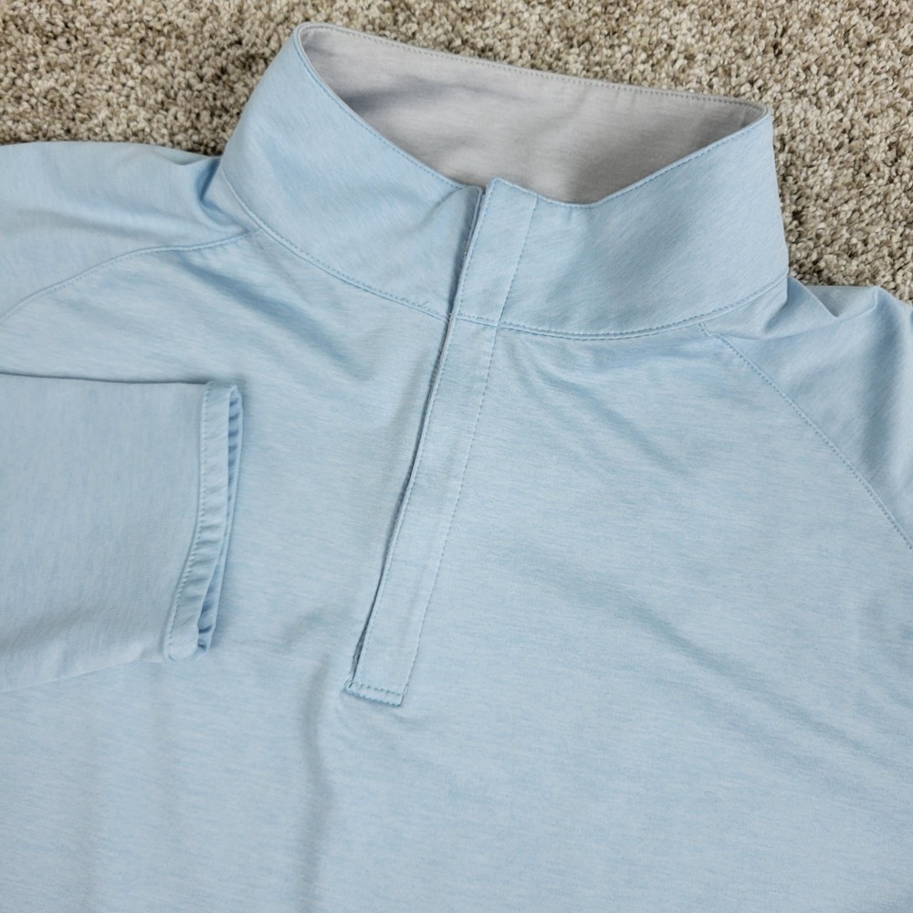 Peter Millar Crown Crafted Mens Large Solid Blue Performance Stretch Quarter Zip